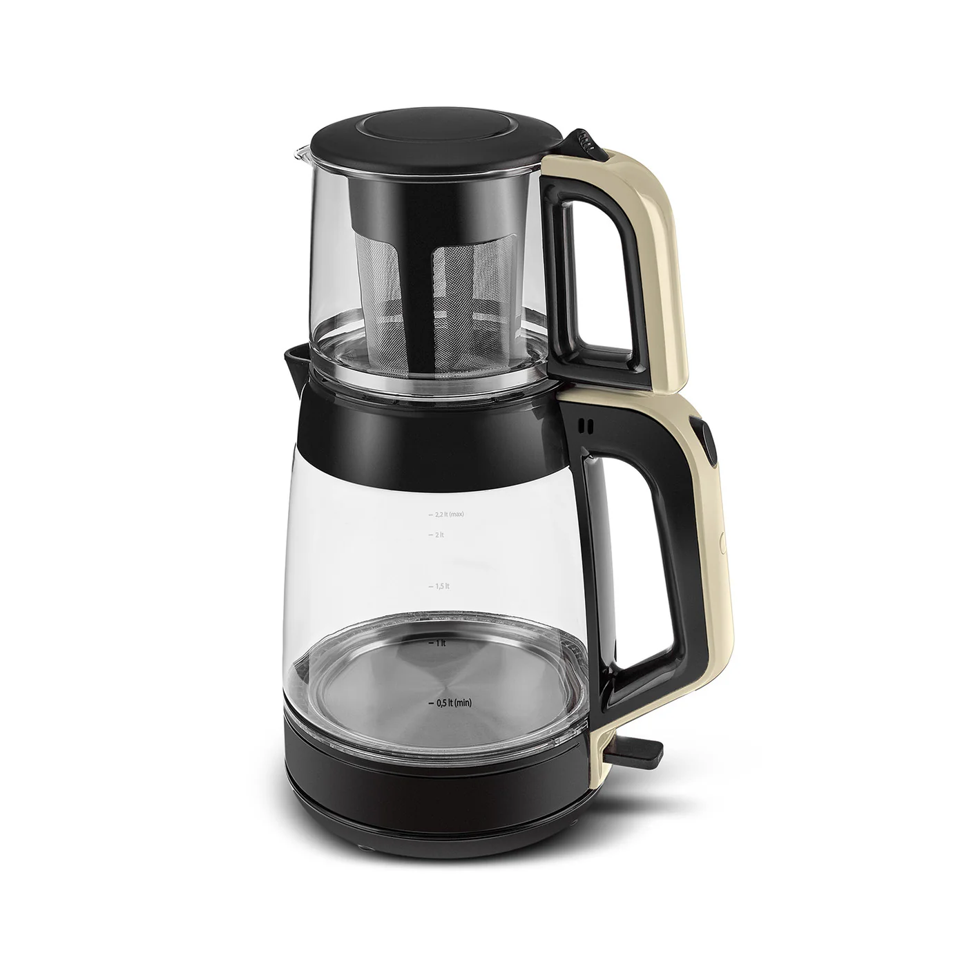 Karaca Glass Tea XL 2in1 Glazen Theemachine en Waterkoker Crème