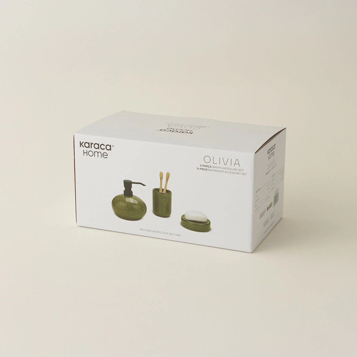 Karaca Home Olivia 3-delige badkameraccessoireset Groen