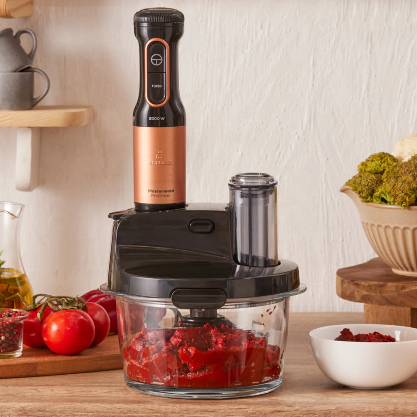 Karaca Mastermaid Prosteel Glazen Keukenrobot, Lange Blender, 2500 W, Zwart Koper - Image 3