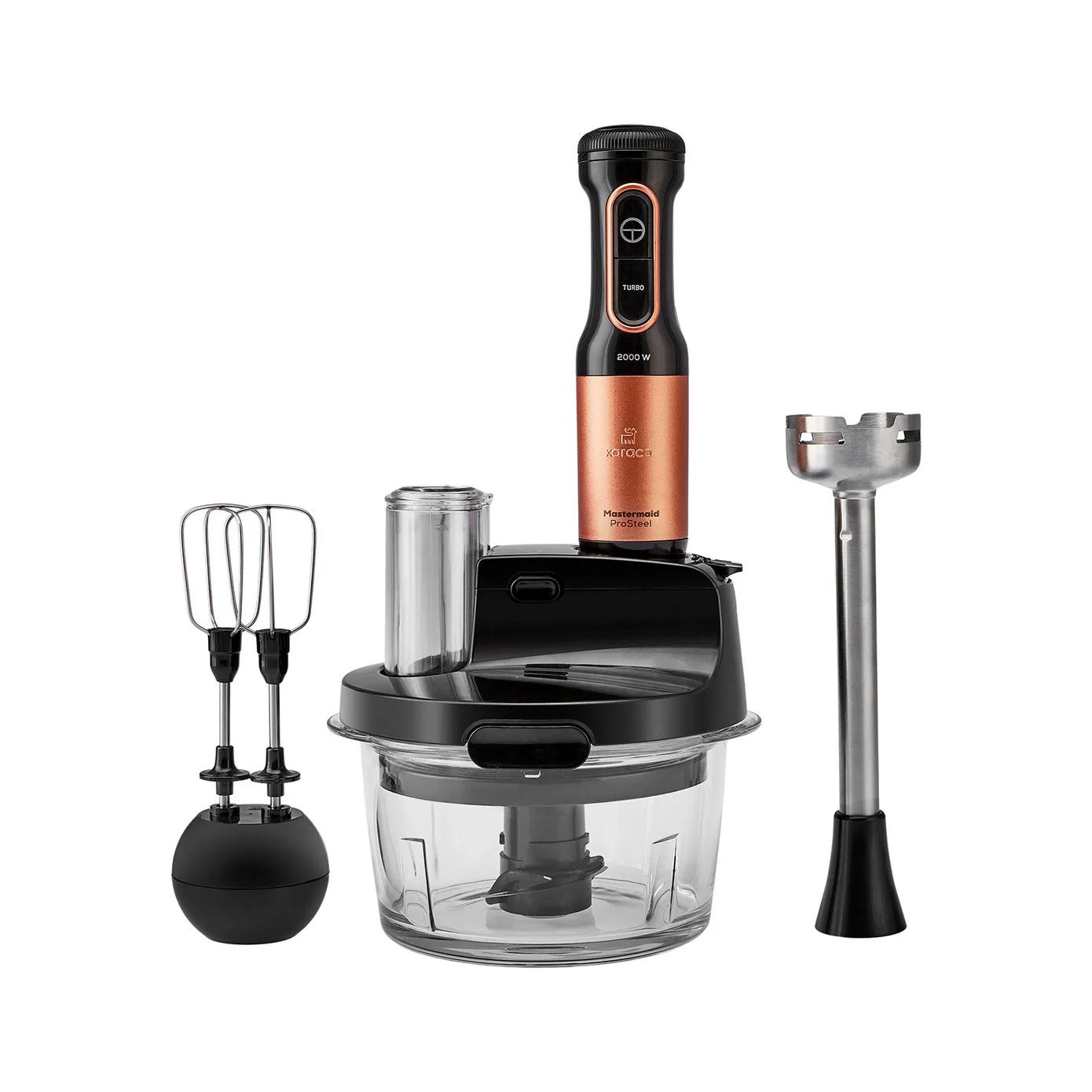 Karaca Mastermaid Prosteel Glazen Keukenrobot, Lange Blender, 2500 W, Zwart Koper - Image 4