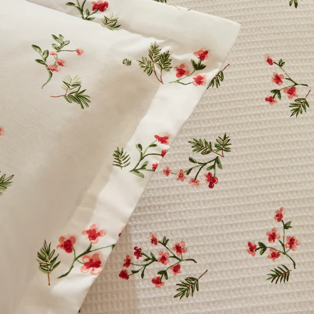 Karaca Silvie 100% Katoenen Eenpersoons Pique Set, Rood - Image 4