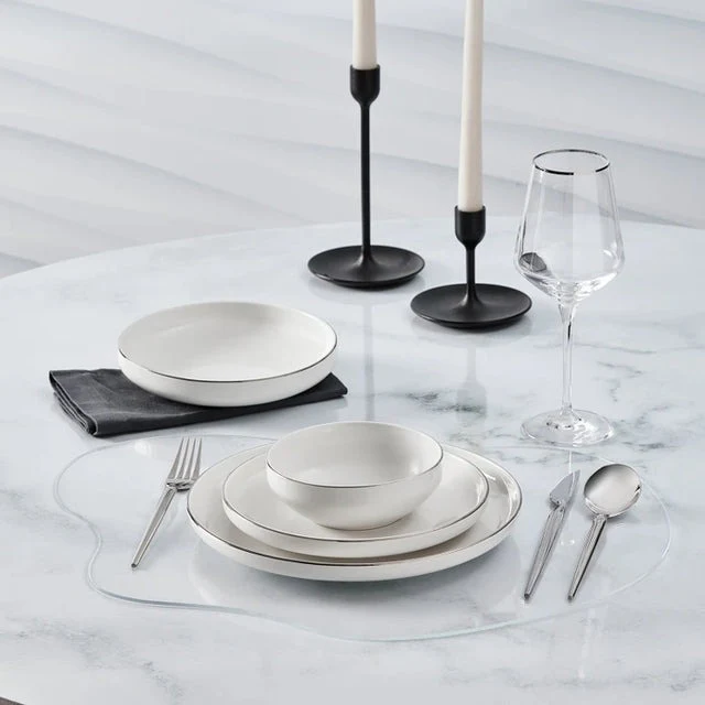 Karaca Streamline New Saturn V2 Platin Serviesset voor 6 Personen, 24-delig
