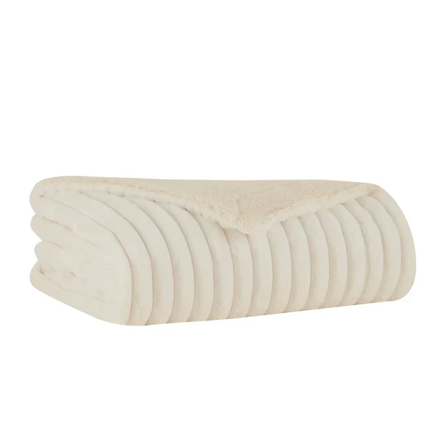Karaca Stripe Sherpa Witte Deken 130x150 - Image 4