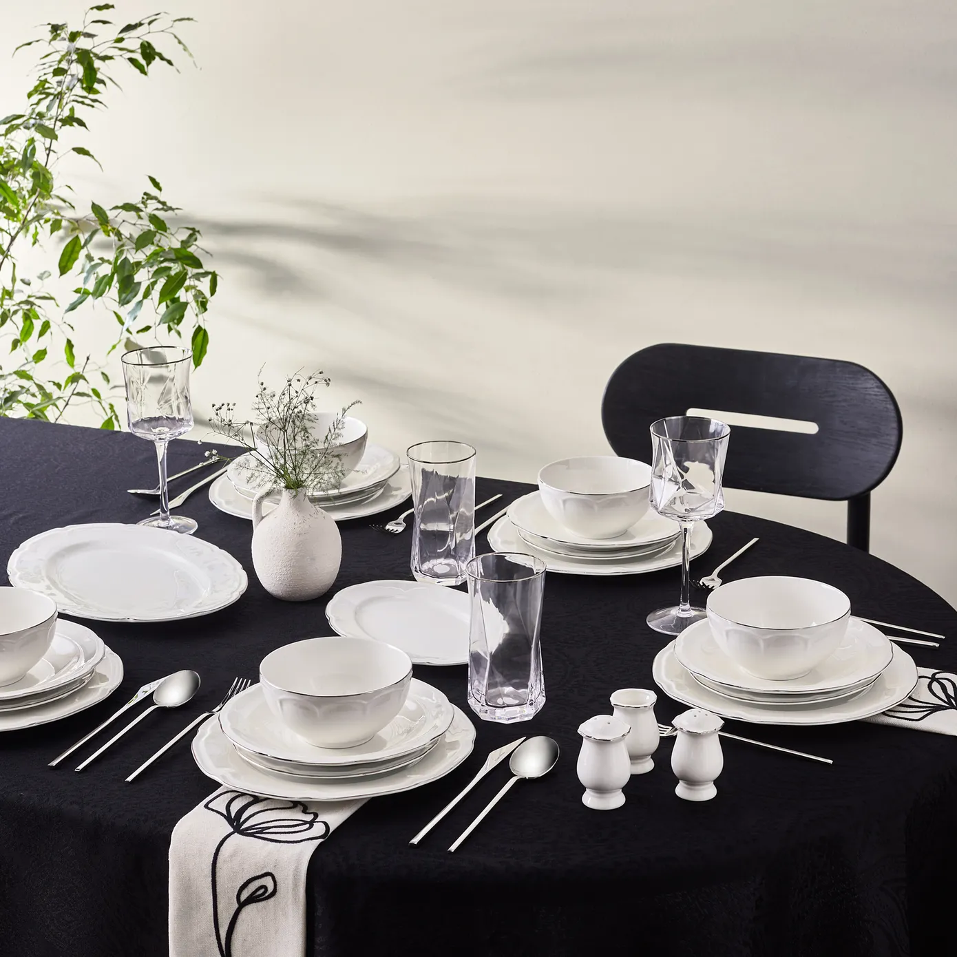 Karaca Tobias Platin 12 Persoons Servies, 56 Delig - Image 3
