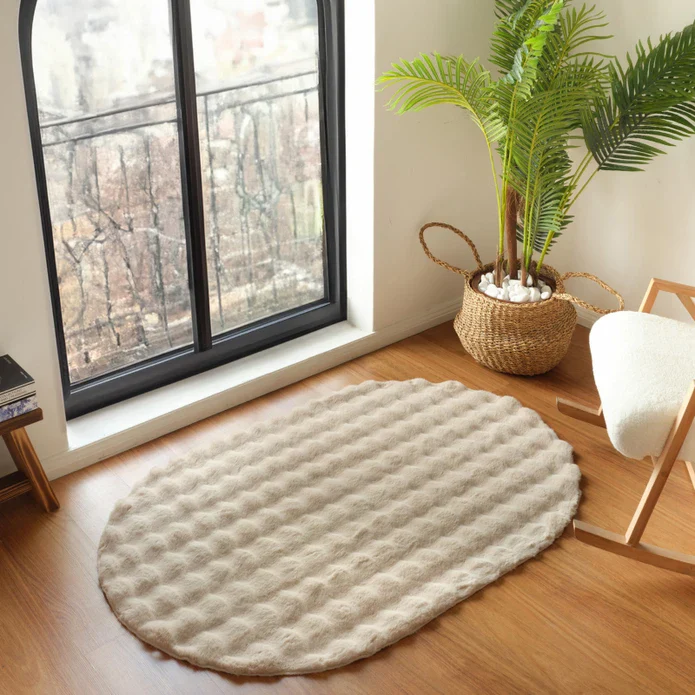 Kaşmir Halı 7/24 Cosy Premium Bubble Beige Ovaal 100x150 cm